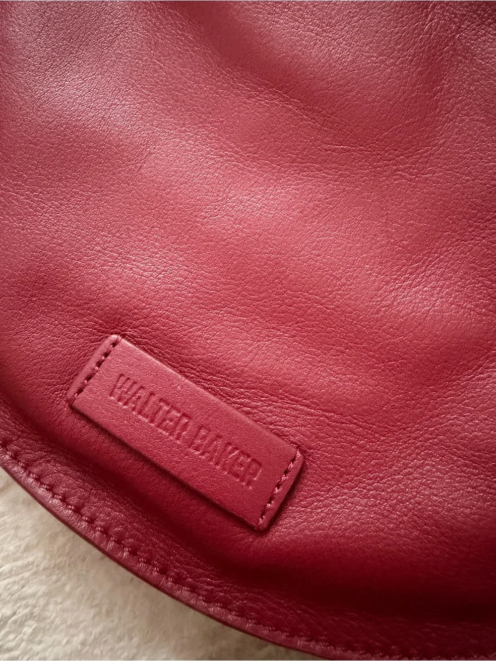 Walter Baker Wine-Red Leather Hobo with Gold Handle